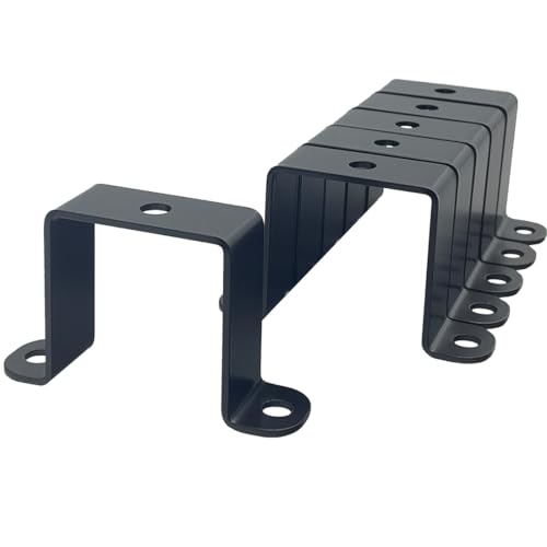Image of 6 PCS 2x2 inch Square Pipe Tube Strap Clamps,2 inch metal u shaped bracket, steel u clamp bracket for mounting,Powder Coated Black