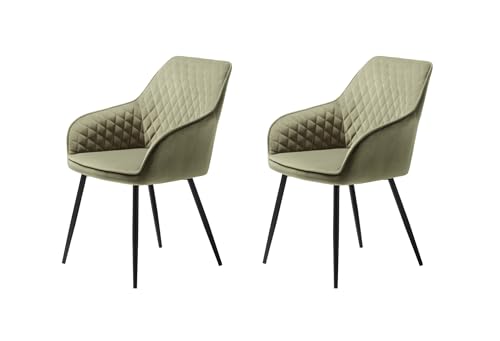 Sedia da pranzo sedie da 2 gambe in metallo Chair taglia unica velluto verde nero