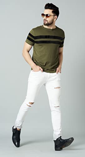 Image of RodZen Men's Cotton Regular Fit Striped T-Shirts (Pack of 2)