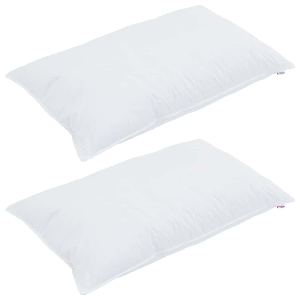 Juego de 2 almohadas de 40 x 80 cm de algodón blanco con relleno transpirable para espalda, abdomen, dormir de lado, lavables, ergonómicas, de apoyo, cómodas, suaves, fáciles de limpiar