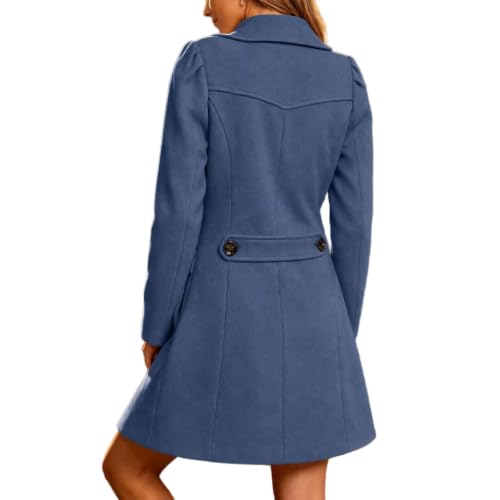 Lainyong Wool Pea Coats for Women Fall Winter Mid Length Buttons Jackets - image 6