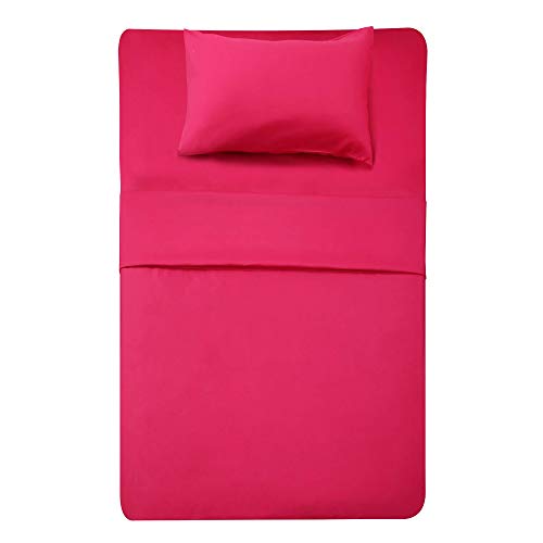 Image of Best Season 3 Piece Bed Sheet Set (Twin,Hot Pink) 1 Flat Sheet,1 Fitted Sheet and 1 Pillow Cases,100% Super Soft Brushed Microfiber 1800 Luxury Bedding,Deep Pockets &Wrinkle,Fade Resistant