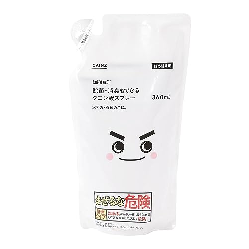 カインズ(CAINZ) クエン酸 除菌スプレー つめかえ用 360ml 酸性 詰替 詰め替え 水アカ 石けんカス 浴室 キッチン クリーナー 洗剤 マルチクリーナーのサムネイル