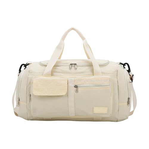 Sac de voyage pliable beige idéal pour un week-end prolongé ou une séance de fitness
