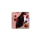 Red Bead Jacket Earrings,Double Bead Front Back Earrings for Women,Two Ball Double Side Earring Vintage Jewelry (Red)