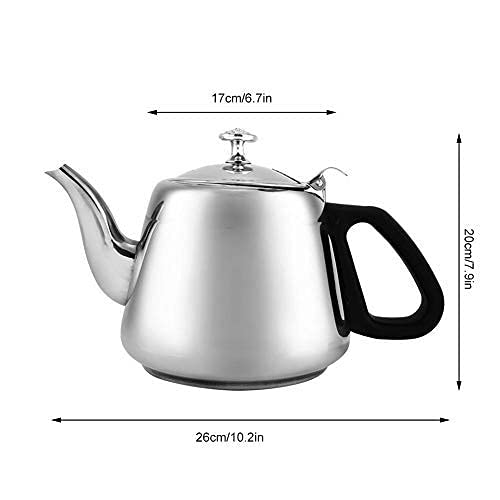 Théière de Cuisinière en Acier Inoxydable 1.5L/2L, Théière à Thé en Feuilles, Bouilloire à Eau Chaude avec Infuseur Amovible à Filtre(2L