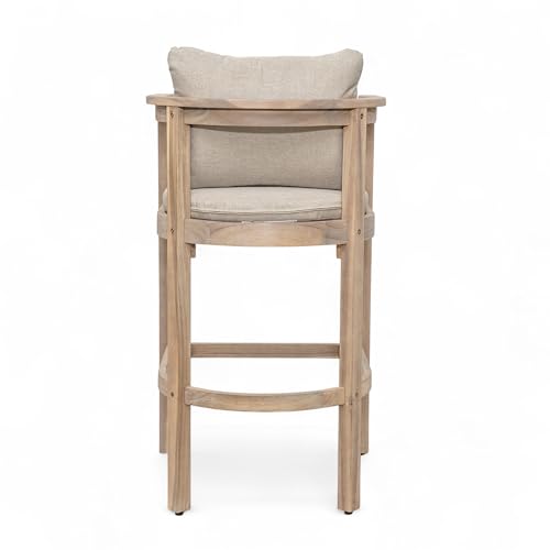 Christopher Knight Home Kuart Acacia Wood Outdoor Bar Stool Set of 2 with Cushion, Patio Armchair Set for Bar Table, Wooden Counter Height Patio Bar Stool with Footrest, Natural Washed+Beige by Christopher Knight Home - Image 7