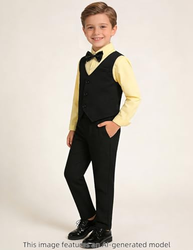 Image of A&J DESIGN 4pcs Baby & Toddler Suit, 12 Months - 5T, Shirt & Pants & Vest & Bow Tie