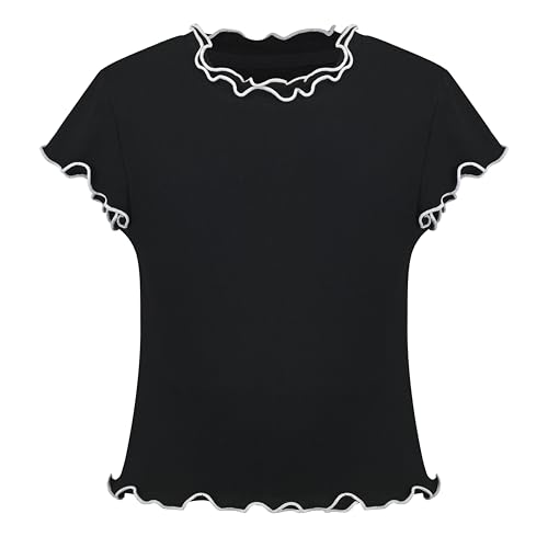 Sunny Fashion Girls Short Sleeve Tee T-Shirt Butterfly Sleeve Cotton Casual