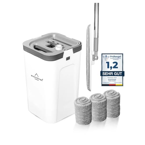WONDERHOME - Bodenwischer Set mit Eimer - trennt Schmutz - von Frischwasser - innovatives 3 Kammer...