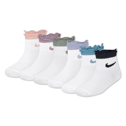 Calcetines Nike para bebé niña transpirables de algodón elástico con puño de volantes de microfibra
