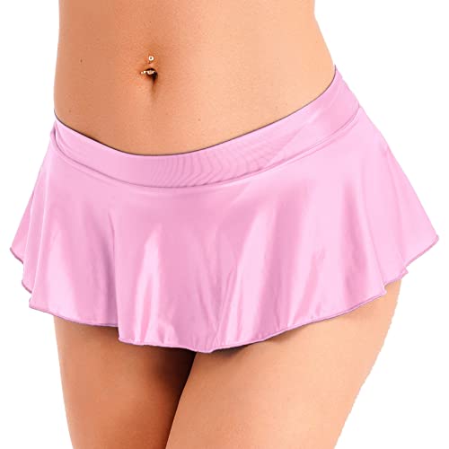 Jugaoge Womens Glossy Solid Color Miniskirts Low Rise Mini Micro Pleated Skirt Lingeries Clubwear3