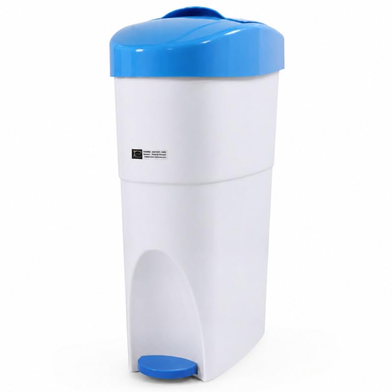 Sleek Plastic ABS Step-On Lady Sanitary Bin Paddle- SL 1800 Series (FFE_005, White, Blue)-image-38