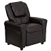 Flash Furniture Contemporary Brown Leather Kids Recliner with Cup Holder and Headrest, DG-ULT-KID-BRN-GG