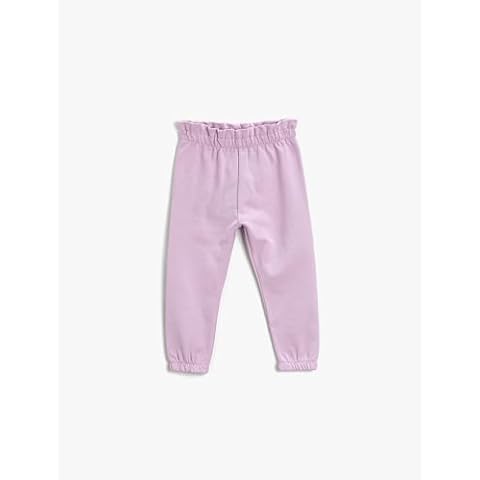 Koton Baby Girls' Purple Sweatpants with Elastic Waist Cover