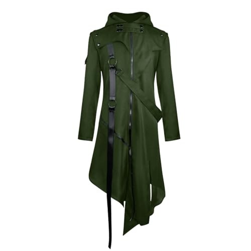 Veste queue-de-pie médiévale homme avec fermeture éclair asymétrique noire