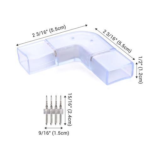 Image of Yescom 10 Sets of L Shape Corner 2 to 1 Wire Splice Connector with 4-Pin for BiLume RGBW AC110-120V LED Neon Rope Lights