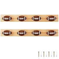 Leinuosen 2 Pcs Coat Hooks Wall Mounted Wooden Ball Games Hat Rack Vintage Key Holder Sports Theme Wall Decor for Towels Bags Hats Keys Coats
