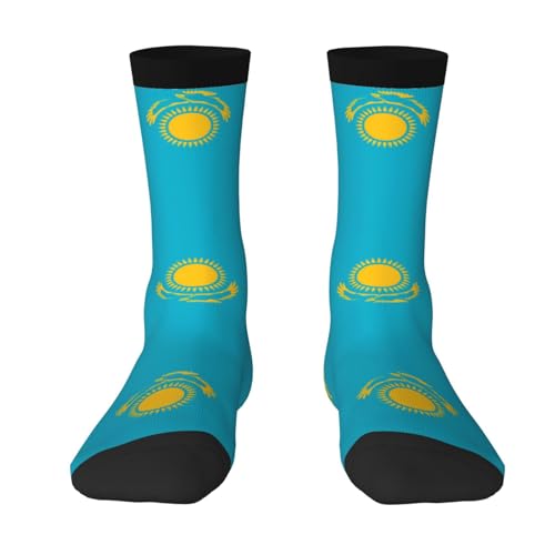 WBQLSL Chaussettes d'entraînement respirantes pour la course à pied – Motif drapeau du Kazakhstan Chaussettes extensibles mi-mollet adaptées pour la course à pied et les entraînements quotidiens