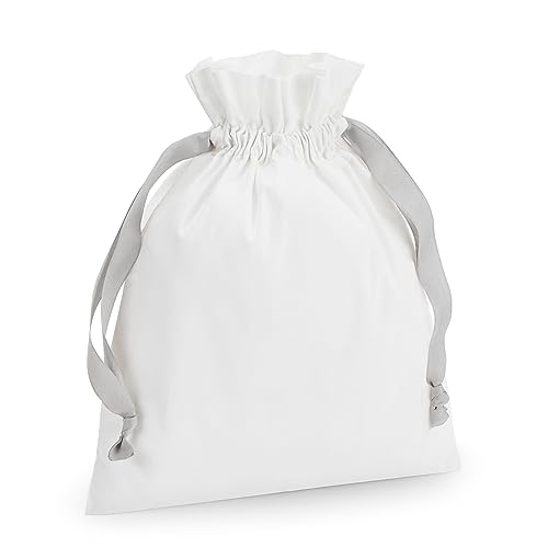 Westford Mill ® W121 Cotton Gift Bag with Drawstring - Soft White/Light Grey S