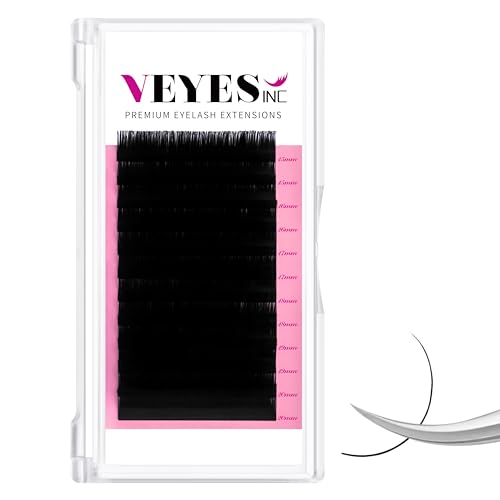 VEYES INC Classic Individual Lash Extensions 0.03-0.20 C/CC/D Curl 8-20mm Mixed & Single Length Trays, Matte Black
