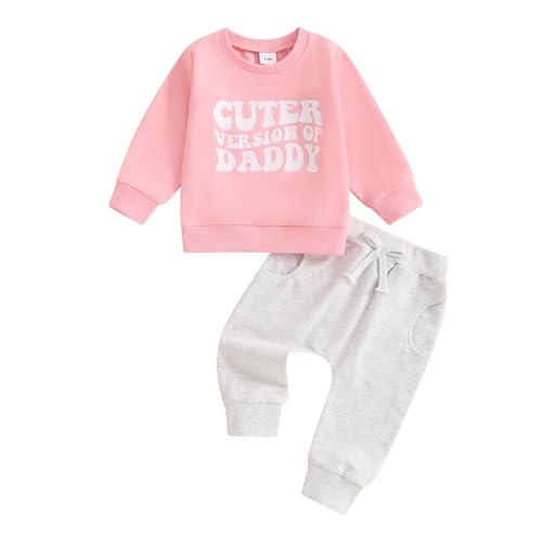 Image of Sejardin Toddler Baby Girl Fall Clothes Infant Outfit Letter Print Long Sleeve Pullover Sweatshirts and Jogger Pants Set