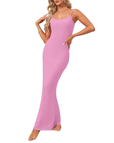 Image of AUSELILY Womens Bodycon Maxi Dress Square Neck Sexy Slip Long Dress | Sleeveless slip design with a long skirt line, Going out dress for celebrations, Style with heels