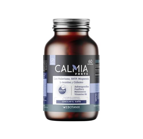 WeBotanix | Calmia Noche Forte | Fórmula Avanzada con Melatonina 1,9 mg, 5-HTP, Ashwagandha, Magnesio y Valeriana | Conciliación del Sueño y Relajación Natural | 60 Cápsulas | Vegano