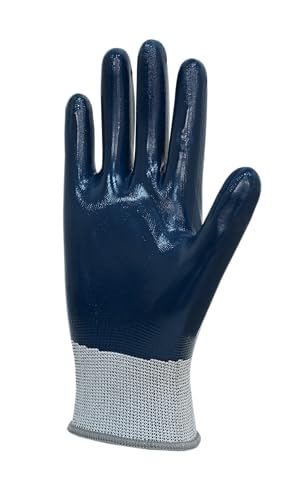 Image of Karam HS92 Nitrile Fully Coated 15 Gauge Safety Gloves | Full Hand Protection from Liquid & Oil | Abrasion Resistant Work Gloves | Size-L | Pack of 4