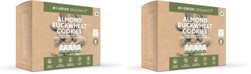 Image of Nourish Organics Almond Buckwheat Cookies | Gluten-Free, High Fibre Cookies | Made with Buckwheat, Almonds & Seeds | No Refined Sugar | 120g Pack (Pack of 2)