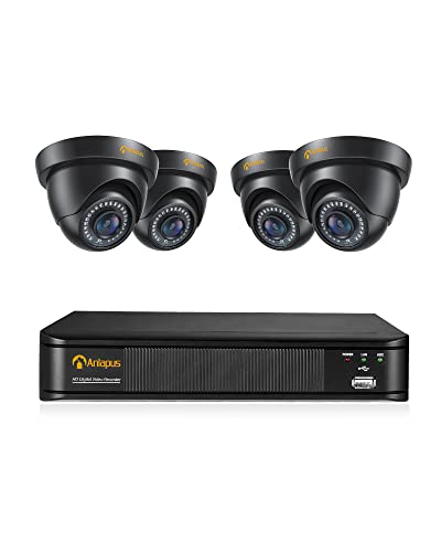 Anlapus 1080P Sistema de Vigilancia Exterior 8CH 2MP Videograbador con 4 Cámaras de Seguridad Impermeable, sin Disco Duro, Visión Nocturna, Alarma de Movimieneto