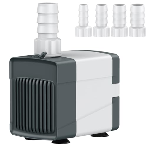 Image of Pawfly 210 GPH Fountain Pump, 15 W Submersible Water Pump with 5.2 ft. High Lift and 4 Nozzles, Quiet Water Fountain Pump for Aquarium Fish Tank Waterfall Pond & Hydroponics