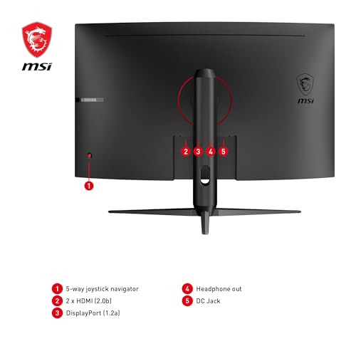 MSI G32CQ5P 31,5 Zoll (80cm) WQHD Curved Gaming Monitor - 1500R 2560 x 1440 VA Panel, 170Hz / 1ms, Adaptive Sync… – Ansicht 6