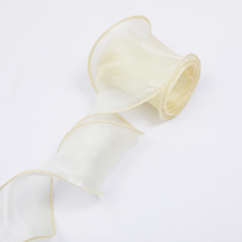 Band Seidenband 5cm*10/20Yard Fishtail Yarn Chiffon Silk Ribbon for Gift Wrapping Flower Bouquet Wrapping Ribbon for Crafting Chiffon Ribbon for Flower(White,5.5cm*20)