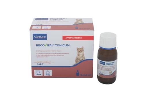 Virbac RecoVital Tonicum Katze | 3 x 45 ml | Flüssiges Diät-Ergänzungsfuttermittel für Katzen | Zur ernährungsphysiologischen Wiederherstellung und in der Rekonvaleszenz