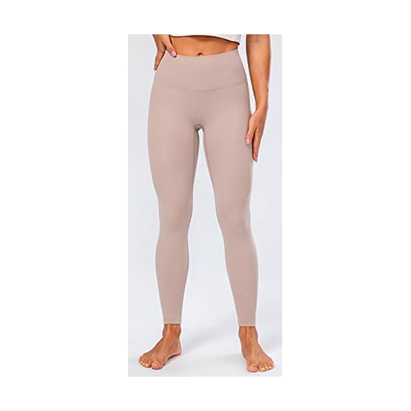 Lavento Women's All Day Soft Yoga Leggings Mid-Rise - No Front Seam Workout Active Legging for Women (Desert Sand, 6)