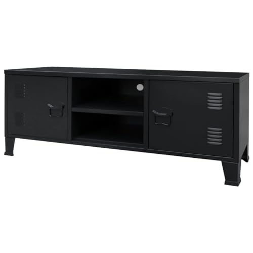 vidaXL Mobile TV in metallo stile industriale nero tavolino da...