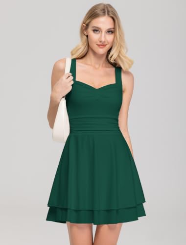 Image of IWD Women's Square Neck Sleeveless Mini Dress Corset A Line Short Dresses