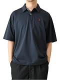 [U.S. POLO ASSN.] (ユーエスポロアッスン) ポロシャツ メンズ レディース 半袖 5分袖 接触冷感 ビッグシルエット ワンポイント ユニセックス RF1-1587 LL C ネイビー