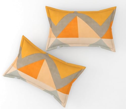 Image of Filymore Solid Orange Pillow Covers Set of 2 Covers| Made with Pure Microfiber Soft & Skin Friendly Pillow Cases | Size (17 x 27 inch (Orange and Grey).