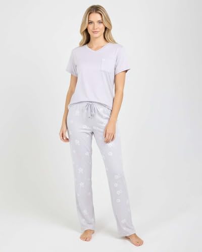 Image of Real Essentials 2 Pack: Women's Comfy Pajama Sets - Short Sleeve Ladies Loungewear Sleepwear PJs (Available In Plus)