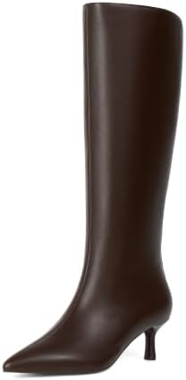 Knee High Boots Womens Side Zipper Kitten Heel...