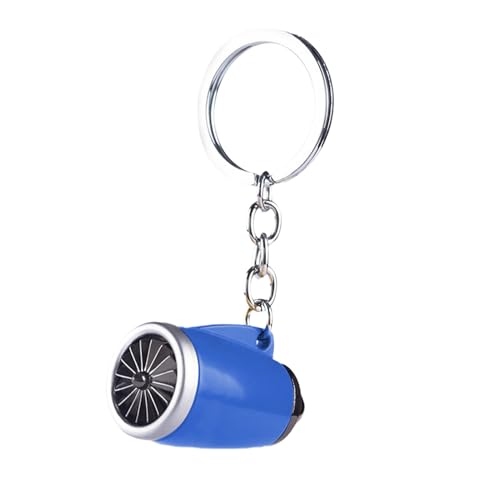 Colgante de cadena de llaves del motor de avión - de motor de reacción de metal, llavero con tema de aviación | Diseño de fans de turbina, regalo de viaje para pilotos y pases, azul, Se