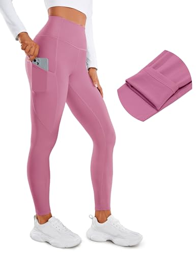 Image of CRZ YOGA Fleece Thermal Leggings Pockets 28'' | Casual, Full Length, Winter, Warm, for Women