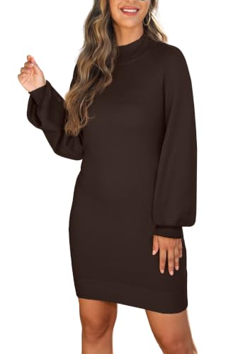 Image of GRECERELLE 2026 Womens Fall Winter Mock Neck Mini Pullover Sweater Dress