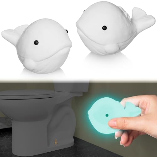 Image of boeemi Toilet Bolt Covers Decorative Glow in The Dark- 2PCs PLA Whale Toilet Floor Bolt Caps Luminous Blue, Cute Bathroom Decor Accessories Rust Prevention