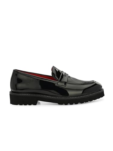 Image of San Frissco Men's Glossy Shine Loafers - Slip‑On Formal Shoes with Buckle, Anti‑Slippery Wrinkle‑Free Leatheratte Upper, Durable Lightweight Design, Comfortable Cushioned Footbed
