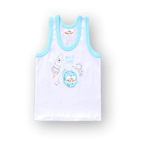 Image of KIKE New Born Baby Pure Cotton Printed Regular Fit Sando Innerwear Baniyan Kids Vest Infants Sleeveless Undershirts for Cute Boys Girls 0-24 Months (Pack of 6)