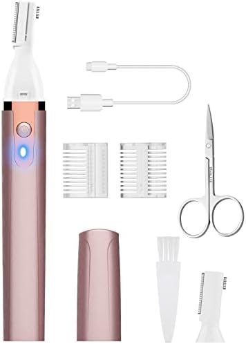 Dapsang Eyebrow Trimmer Electric Eyebrow Razor for Women, Rechargeable Facial Hair Shaver Painless Detail Trimmer with Replacement Blade for Face Neck Lips (Rose Pink)