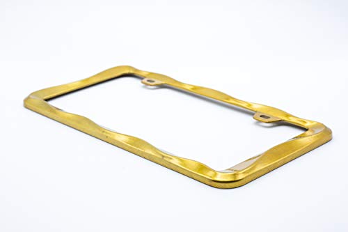 Creathome 3D Curly Wave Pattern Gold License Plate Frame From Pure Zinc Alloy Metal #TOP3